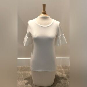 Loft Petites White Cotton Blend T-Shirt, size XSP